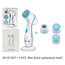 (BLUE SET-Extra head) Facial Cleansing Brush Sonic Nu Face Spin Brush Set Galvanica Facial Spa System For Skin Deep Cleaning Remove Blackhead Machine