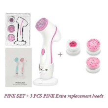 (PINK SET-Extra head) Facial Cleansing Brush Sonic Nu Face Spin Brush Set Galvanica Facial Spa System For Skin Deep Cleaning Remove Blackhead Machine