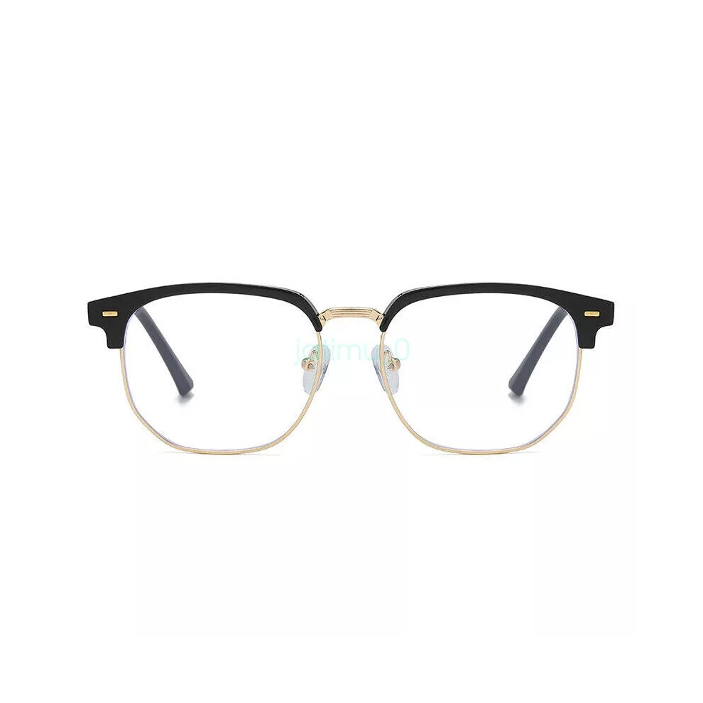 Black/Gold ( -400) Retro Half Metal Frame Nearsighted Minus Distance Myopia Glasses -1 ~ -6.0