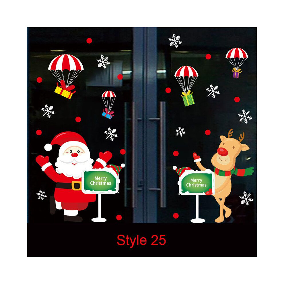 (Style25)Ravissant autocollant mural pour fenêtre en verre imperméable Noël Noël décoration intérieure