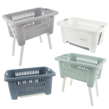 (Default) Plastic Laundry Basket with Folding Legs, 38L Washing Basket with Collapsible Legs, Sturdy Plastic Foldable Laundry Storage Basket home Organiser