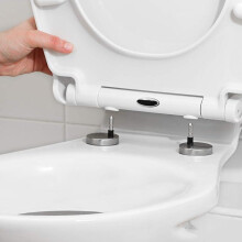 (Default) Tanness Quick Release Toilet Seat - with Soft Close & Hinges for Easy Cleaning Universal Bathroom Bowl Seating Thermoset Lid, ABS Cylinder, White