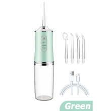 Irrigador bucal eléctrico inteligente (verde), 4 chorros, 3 modos, carga USB, irrigador bucal dental