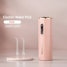 (Rosa) 1 irrigador bucal portátil recargable por USB de 280 ml, dispositivo eléctrico de limpieza dental.