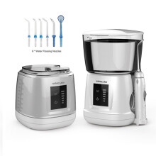 Irrigador bucal (negro) con 6 niveles de potencia, 20-120 PSI, masajeador de limpieza dental V700P, 1000 ml, higiene