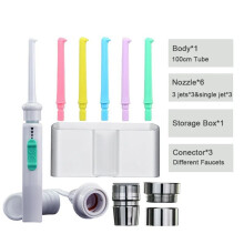 (Negro) Nuevo grifo irrigador bucal portátil limpiador de dientes irrigador dental presión ajustable agua