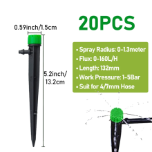 (8 orificios 13 cm GN) Emisores de goteo de riego Micro Spray ajustable 360 grados Flujo de agua de jardín