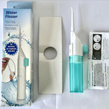 (Azul) Irrigador bucal portátil de alta presión, agua limpia, hilo dental, manual de alta presión para el hogar