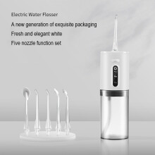 (5 boquillas blancas) x-i-a-o-m-i Irrigador bucal portátil IPX7 resistente al agua con carga de 3 modos, limpiador
