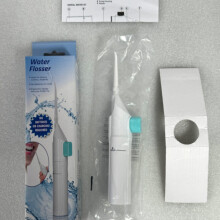 (Blanco) Irrigador bucal portátil de alta presión, agua limpia, hilo dental, manual, para uso doméstico, de alta