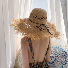 (Hueco A)Nuevo sombrero de rafia natural para mujer, sombrero de paja tejido a mano de verano para niñas, sombrero