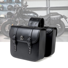 PU Leather Motorcycle Bag Set - Dual Waterproof Panniers for Custom Bikes