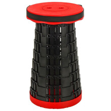 (Red/Black) Portable Telescopic Stool Collapsible Travel Camping Fishing Seat Adjustable Height