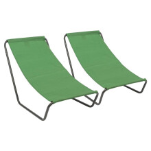 (Green) Harbour Housewares Folding Beach Loungers - Matt Black - Pack of 2