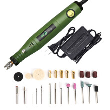 (Verde - 24 piezas) Taladro eléctrico de 110 V/220 V, bolígrafo de grabado, minimáquina de bricolaje para el hogar,