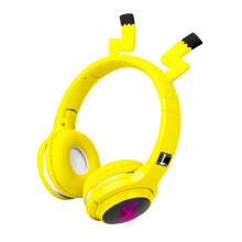 Fone de ouvido bluetooth sem fio infantil, fone de ouvido fofo do Pikachu