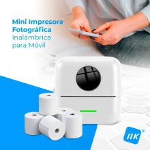 Weißer tragbarer Fotodrucker mit 5 Rollen Thermopapier - Mini Wi