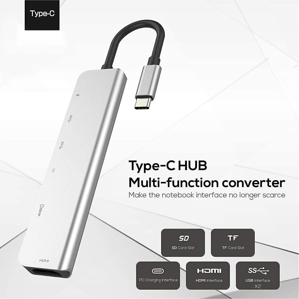 USB C Hub 6 in 1 USB C zu Hdmi Multi Port Adapter SD Kartenleser