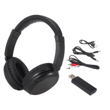 Fone de ouvido sem fio FM com transmissor de 3,5 mm e suporte para fone de ouvido com fio RCA Rádio