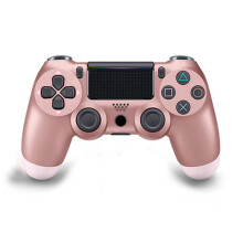 Controle sem fio Bluetooth de vibração dupla de seis eixos para PS4, cor ouro rosa.