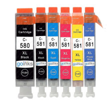 Inkjet Cartridge 6 Kidney Cartridge Replacements Canon Pgi-580 &amp; Cli-581 Compatible/Non-Genuine Go Ink (6 Kidneys) -sswyv