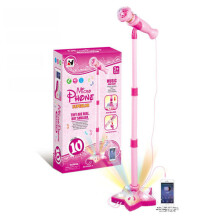 Ensemble de jouets musicaux avec lumières colorées, microphone réglable en hauteur avec support, jouet de karaoké,