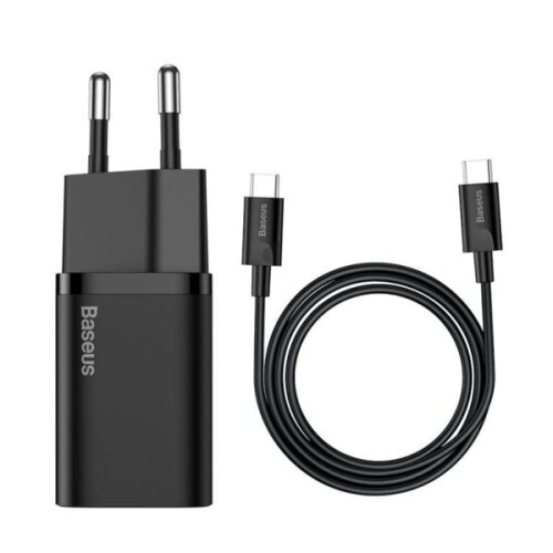 Tablet computer Baseus EU Super Wall charger USB-C cable 1m 25W - black Black