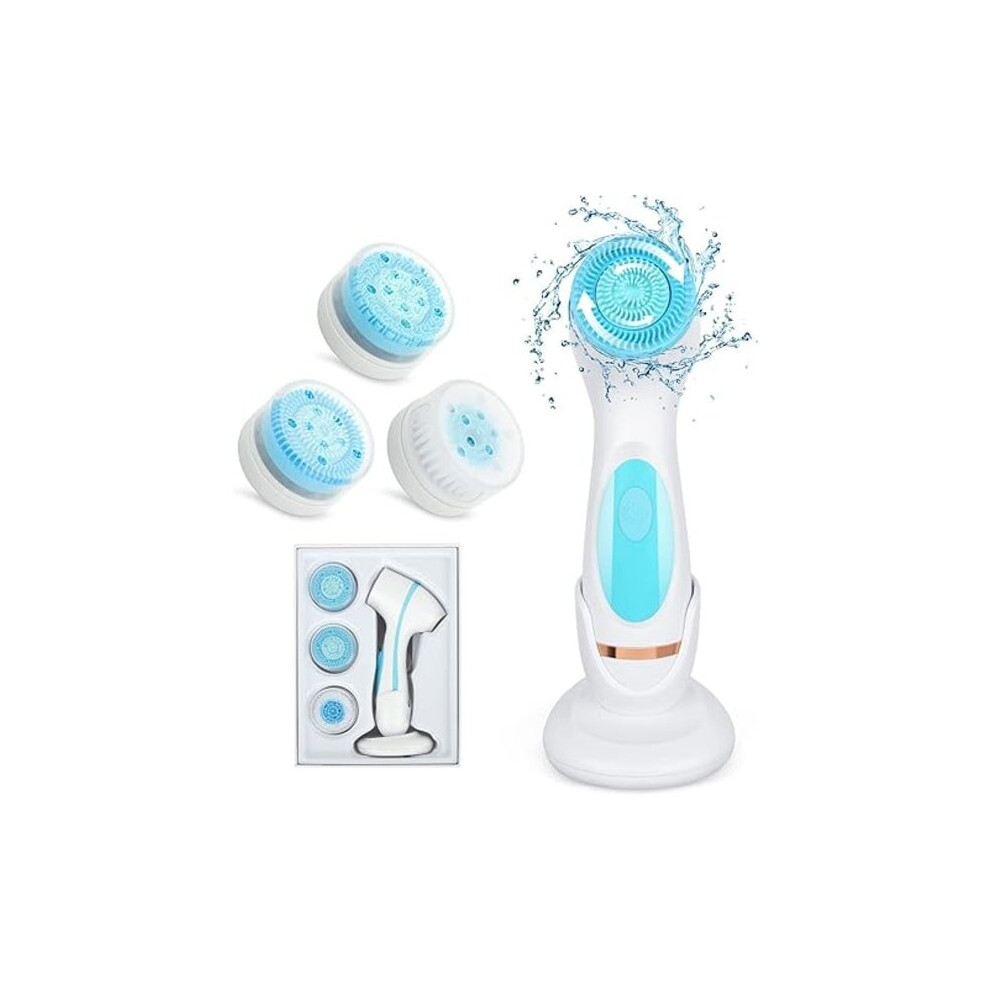 Brosse nettoyante visage, brosse électrique exfoliante en silicone, avec 3 têtes de brosse et 4 modes de vitesse