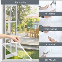 Fenster-Moskitonetz mit Aufkleber, Markenbefestigung, Insektennetz, Fenster-Moskitonetz, selbstklebender Kratzstreifen,