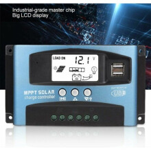 Solarladeregler mit LCD-Display, MPPT 30A Dual USB LCD-Display Solarladeregler 12V 24V