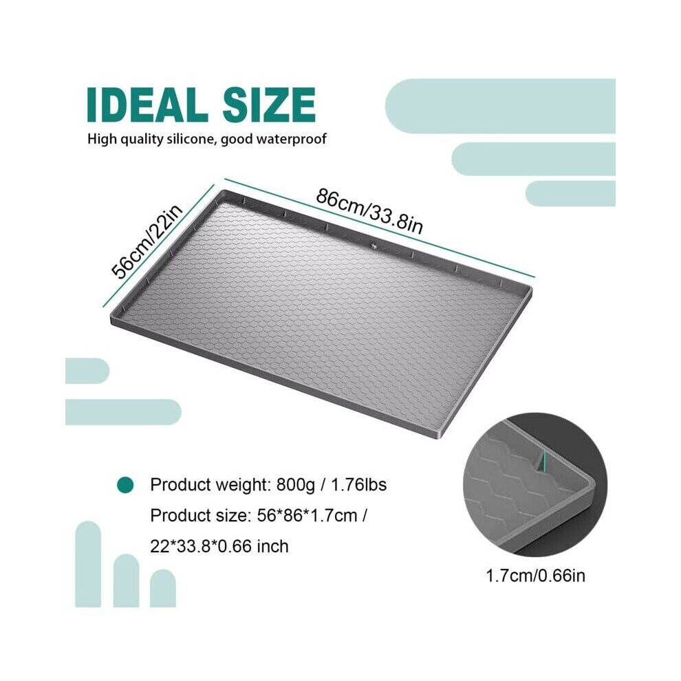 Sink Mat, Under Sink Mat, 34 x 22 Inches, Under Sink Mat for Kitchen, Waterproof Silicone Insert with Drain (Grey)
