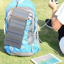 Power Bank Solarladegerät 25000 mAh Tragbarer externer Akkupack mit 4 Panels Wasserdichte Power Bank mit 2 USB