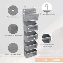 Armario de almacenamiento para puerta con 5 compartimentos para colgar en la pared, para baño, habitación infantil,