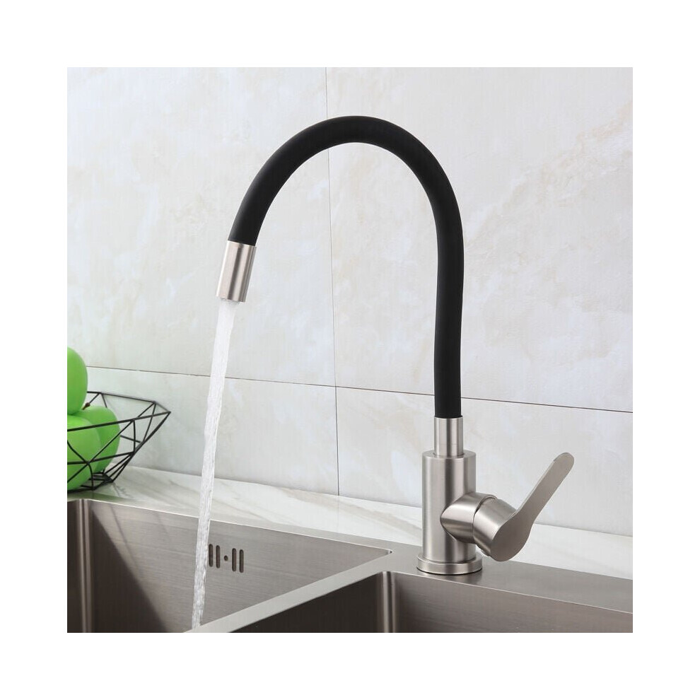 Robinet de cuisine flexible avec bec pivotant haut, robinet d'évier flexible gratuit en acier inoxydable brossé