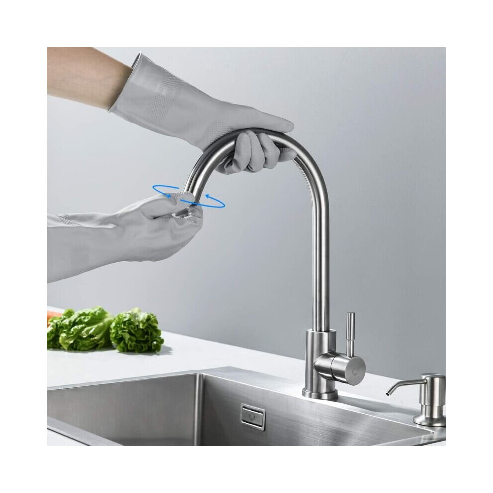 Robinet de cuisine classique, robinet d'évier rotatif à 360, robinet de cuisine en acier inoxydable 304 résistant