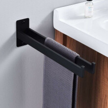 Porte-serviettes carré à deux bras en acier inoxydable, porte-serviettes mural pour salle de bain et cuisine,