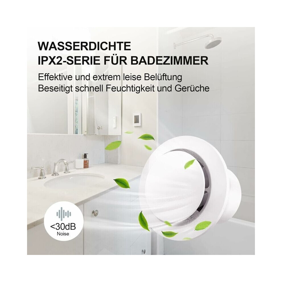Extracteur d'air 100 mm 130 m³/h 20 W avec clapet anti-retour, haut débit, économie d'énergie, pour salle de bain
