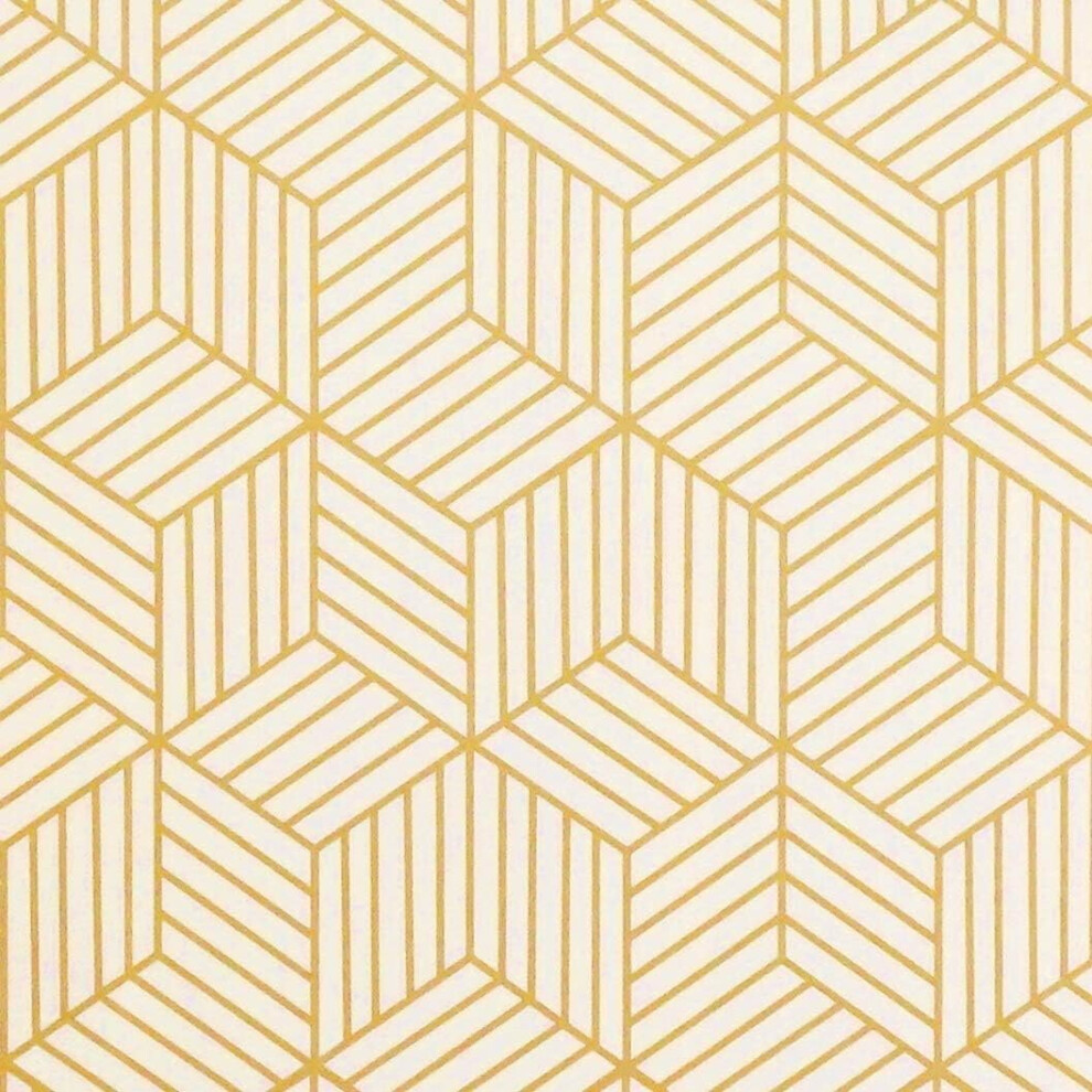 Papier peint hexagonal à motifs géométriques beige doré