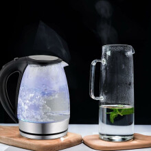 Wasserkocher mit Schnellkochfunktion, 2 Liter, 2000 Watt, leicht zu reinigender Glaskessel, automatische Abschaltung