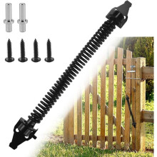 Automatischer Federtürschließer, Stahl, schwarz lackiert, Zugfeder einstellbar, für Gartentüren, Holztore