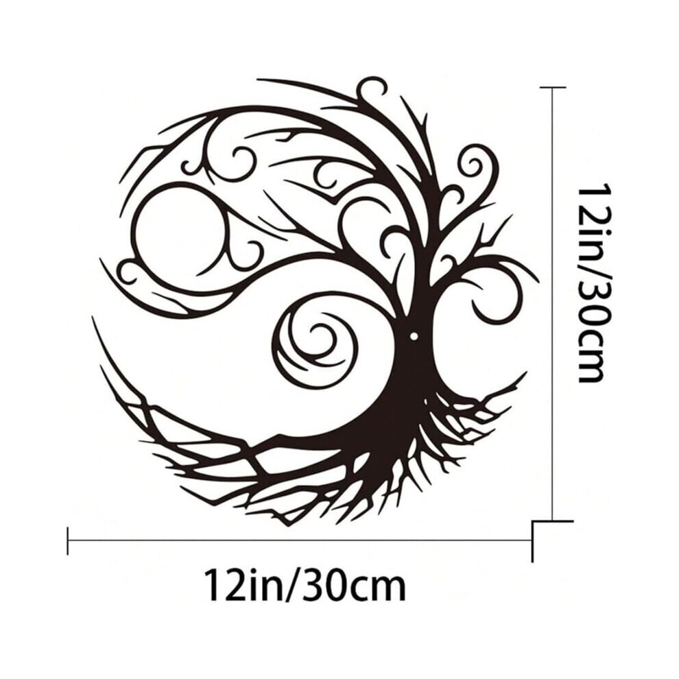 Décoration murale en métal représentant une silhouette d'arbre de vie, idéale pour un salon, un jardin ou une
