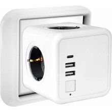 Mehrere USB-Steckdosen, Würfel-Steckdosenleiste mit 4 Steckdosen mit 2 USB-Netzadaptern, 1 Typ-C-Anschluss, 7-in-1-USB-Stromversorgung