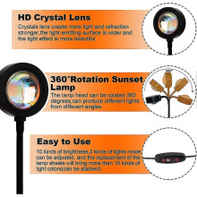 Proyector Anivia Sunset Lamp, 15 colores LED Sunset Projection Lamp, rotación de 360, USB 10, regulable