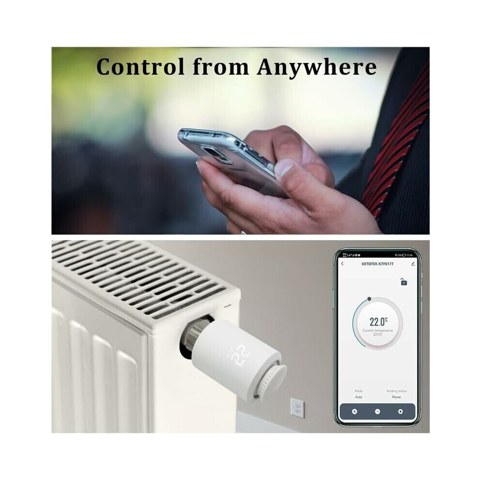Tête thermostatique de radiateur Zigbee, vanne thermostatique intelligente programmable, thermostat de radiateur