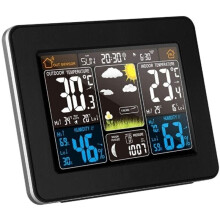 Ulisem Drahtlose Wetterstation mit Alarm und Temperatur/Luftfeuchtigkeit/Barometer/Wecker/Monduhr/Wetter mit