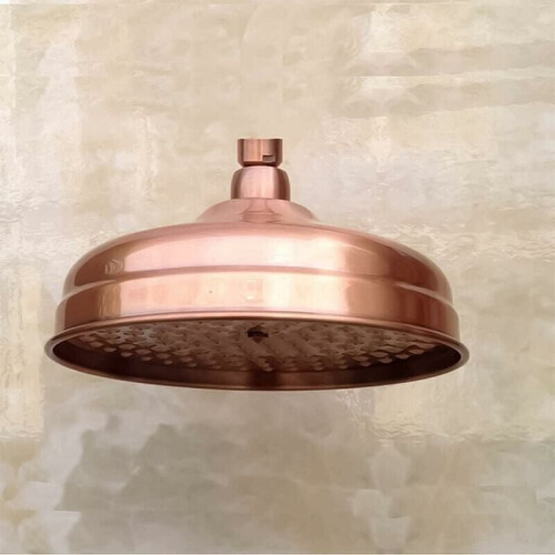 Copper Shower Head 20cm (8") Diameter High Pressure Fixed Shower Head Adjustable Angle Shower Head Rainfall Shower