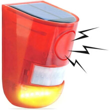 Solar-Warnleuchte für den Außenbereich, 110 dB Sound, Sirene, rote LED, blinkende Lichter, Bewegungsmelder, wasserdicht,