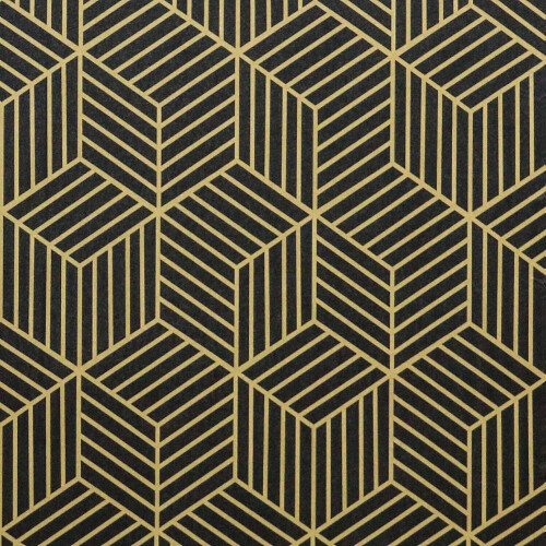 Papel pintado autoadhesivo geométrico hexagonal dorado y negro