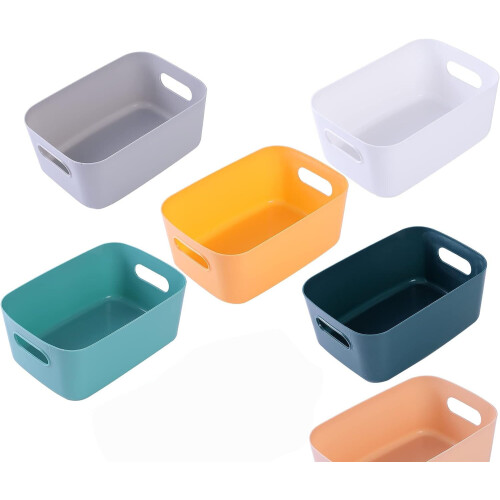 Plastic Storage Bins, Organizational Storage Baskets, 6-Pack