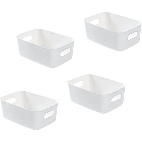 white plastic storage basket set, plastic storage basket